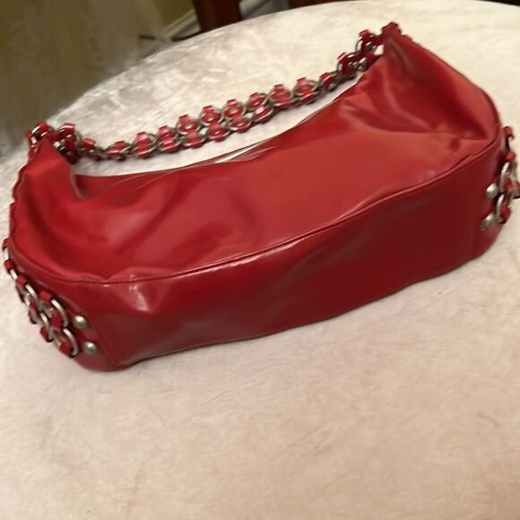 VTG *ROCKSTUD* Wide Vegan Patent Style Strap Handbag ROCKER 90’s Y2K 80’s - Picture 10 of 16